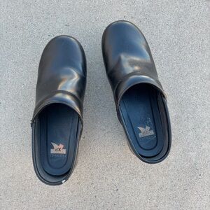 Dansko Black Slip-On leather Clogs